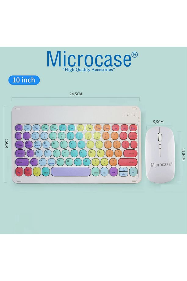 Tablet ve Telefonlar için Gökkuşağı Tasarım Bluetooth Klavye ve Mouse Set - AL5040 İNG - 2