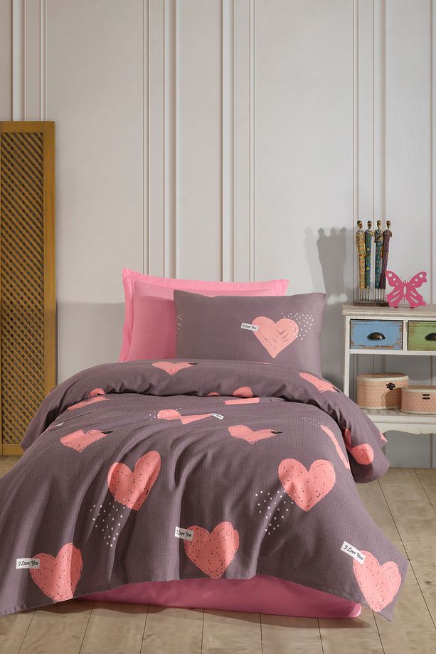 Pike Seti Baskılı Tek Kişilik Jana Pembe - 3