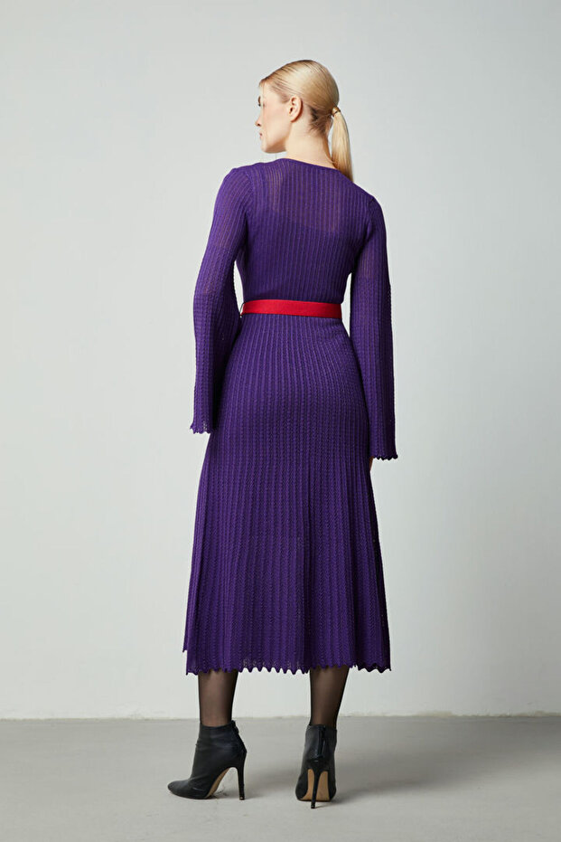 فستان محبوك مطوي - 4