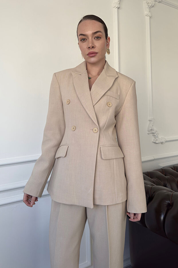 بدلة بليزر بتفاصيل أزرار - حجر - 7