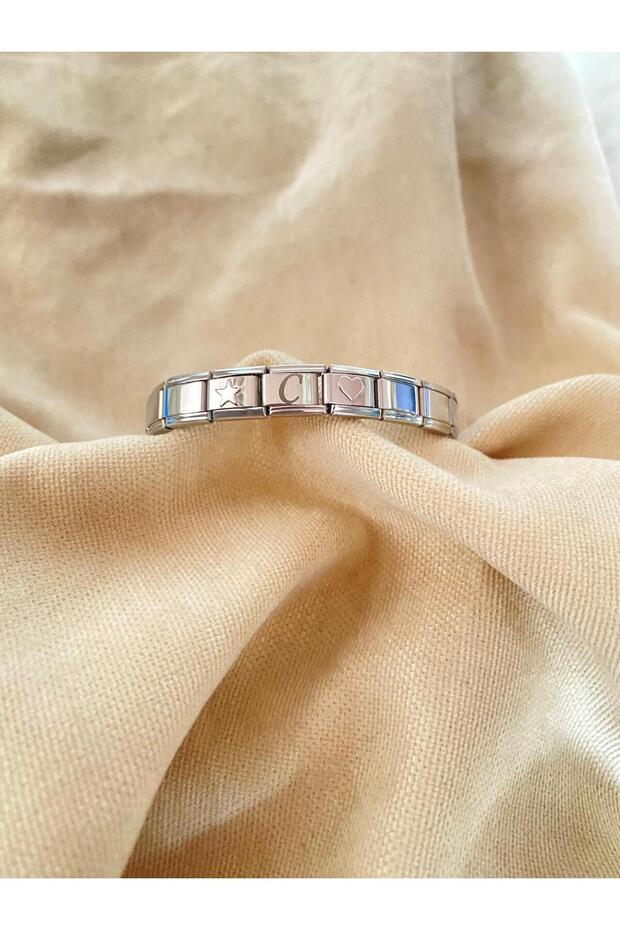 Italian Charm Bracelet with Letter C Heart & Star