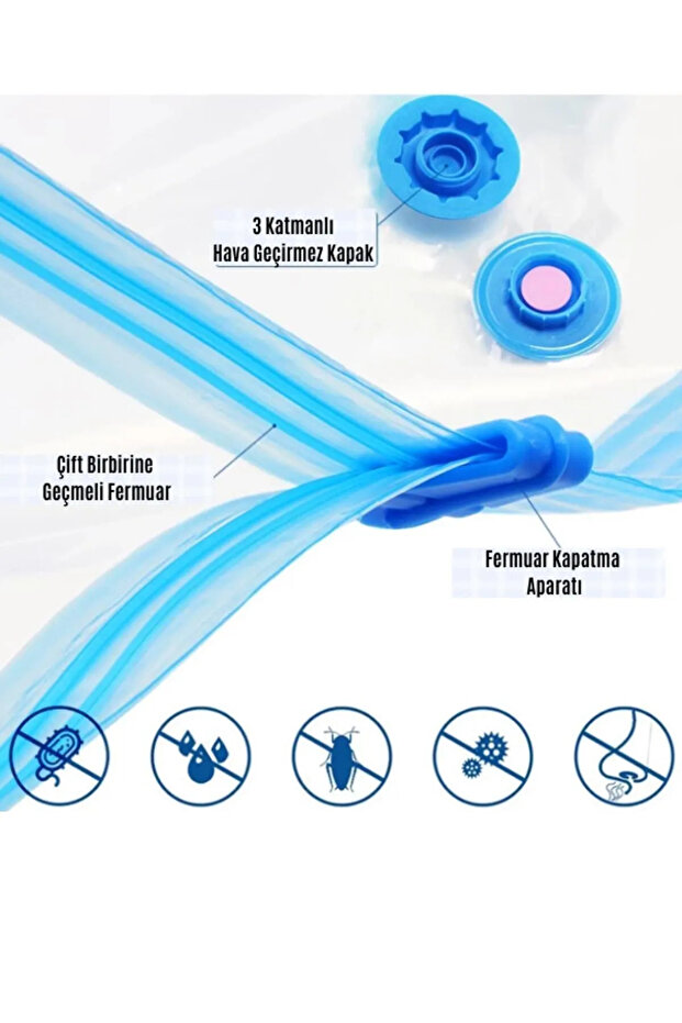 (1 ADET)(KÜÇÜK BOY) 50 Cm X 70 Cm Elbise Vakumlu Hurç - Vakumlu Poşet - 8