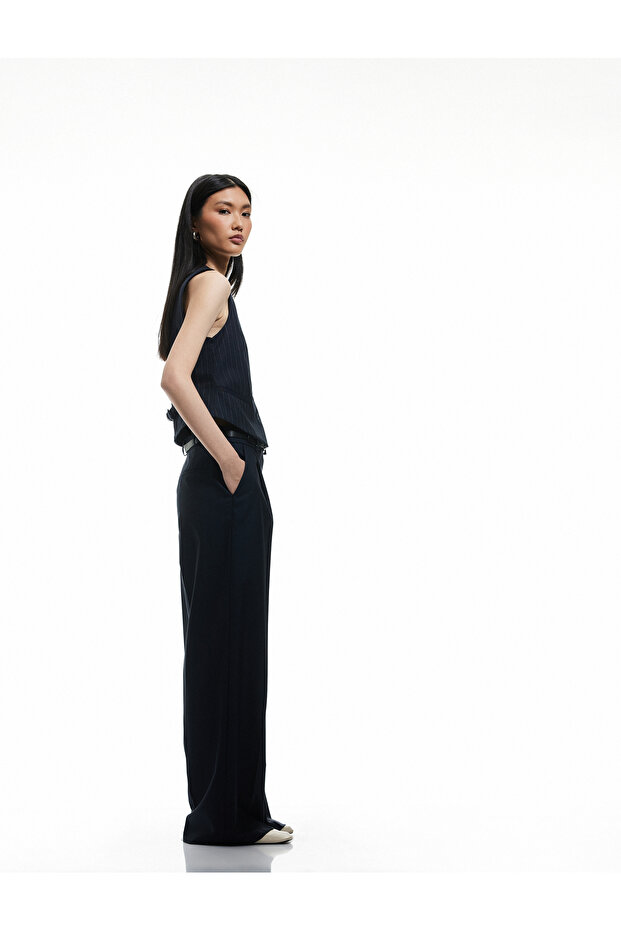 Belted Pocket High Waist Palazzo Trousers