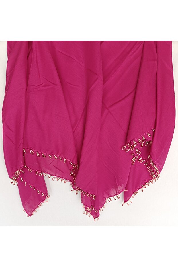 Earring Beaded Embroidery Fuchsia Head Cover Scarf Prayer Cloth