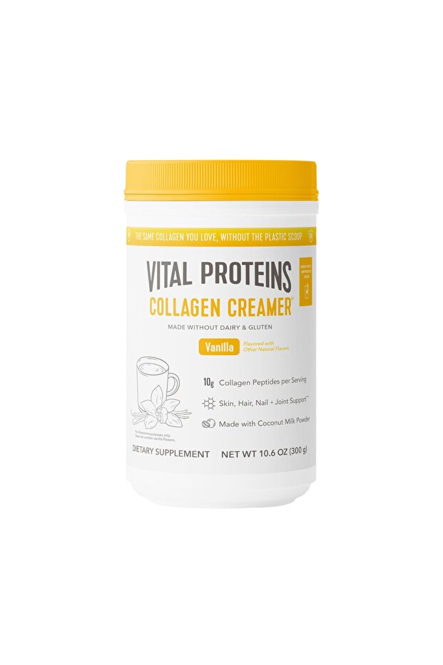 Collagen Coffee Creamer, Non-Dairy, Low Sugar Powder with Collagen Peptides - Vanilla