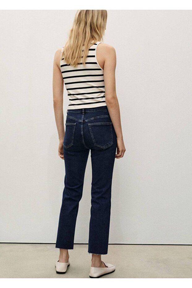 İspanyol paçalı kısa jean pantolon - 4