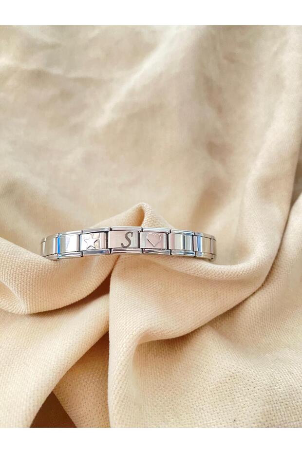 Italian Charm Bracelet with Letter S Heart & Star
