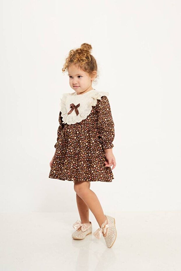 KIZ ÇOCUK ÇİÇEKLİ ELBİSE - 1