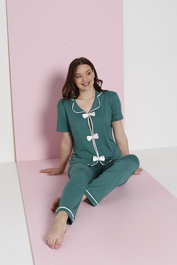 BAMBOO FİYONKLU PİJAMA TAKIMI - 1