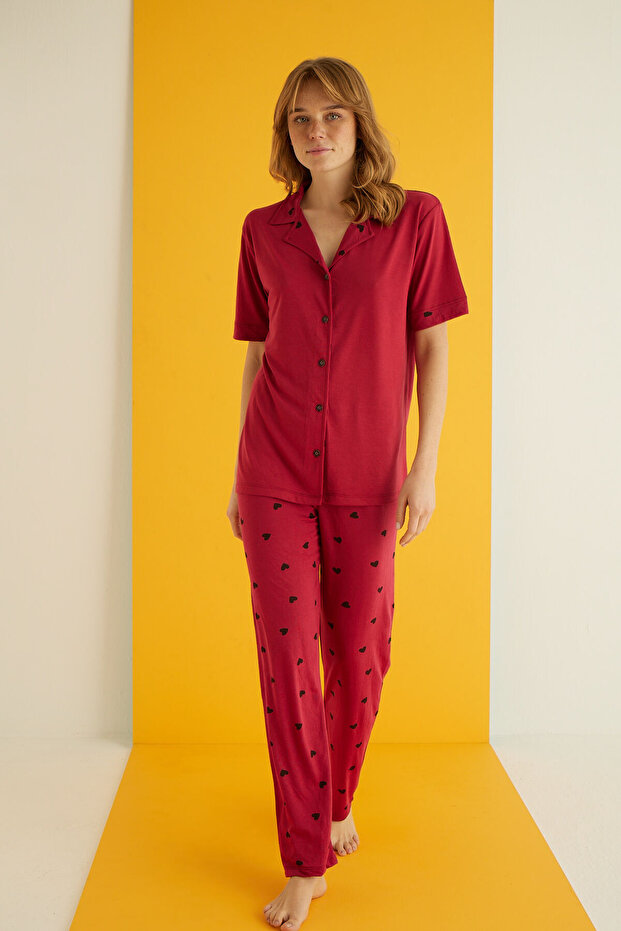 VİSKON DÜĞMELİ PİJAMA TAKIMI - 2