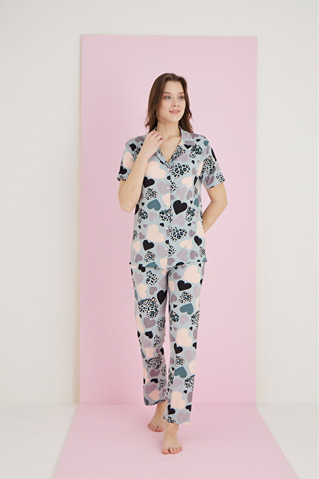 BAMBOO DÜĞMELİ PİJAMA TAKIMI - 2