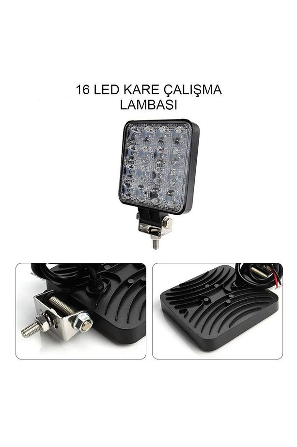 1 Adet 16 Ledli Off Road Sis Farı Çalışma Lambası 12 Volt - 2
