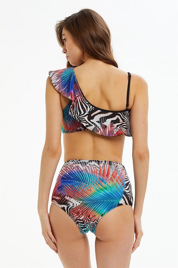 Kadın Tek Omuz Volanlı Bikini - 2