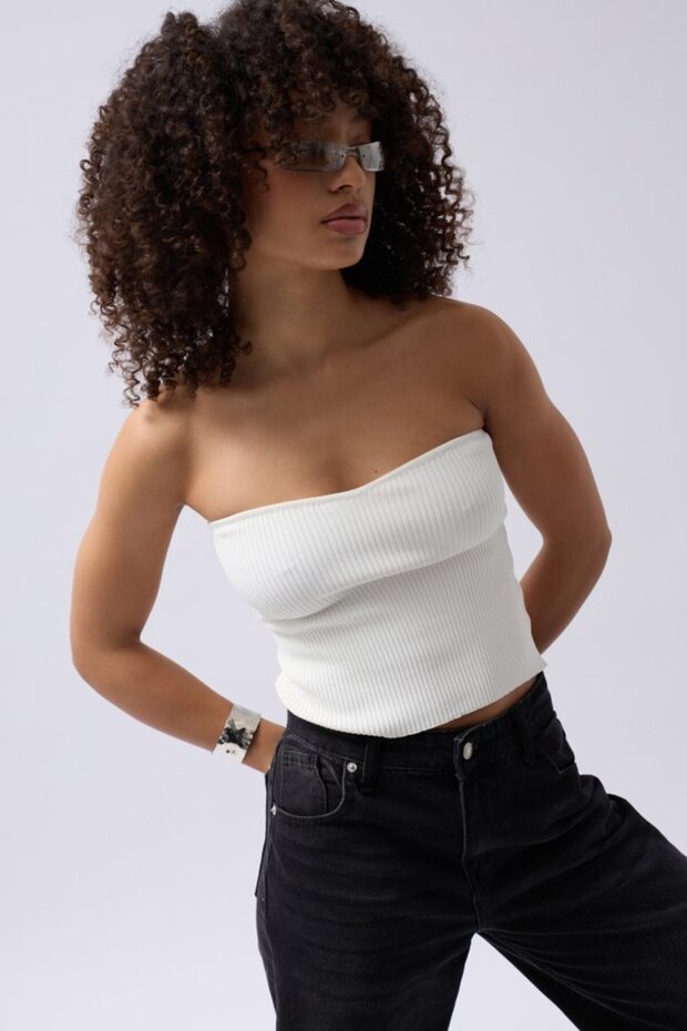 Στράπλες υφή Crop - 4