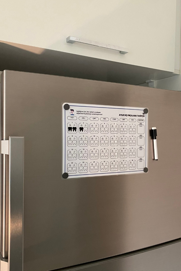 Erkek Çocuklar Için Diş Fırçalama Takipçisi - Buzdolabı Üstü Magnetli Planlayıcı - 5