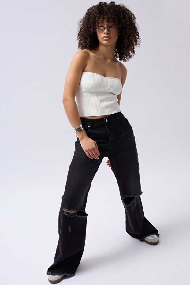 Στράπλες υφή Crop - 3