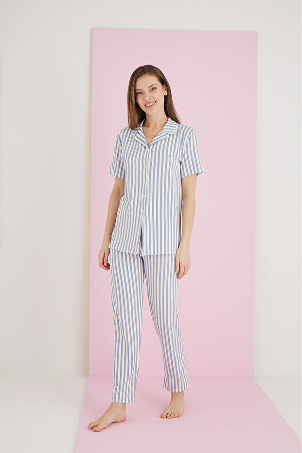 BAMBOO DÜĞMELİ PİJAMA TAKIMI - 2