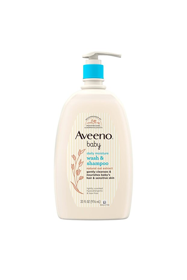 Daily Moisture Gentle Bath Wash & Shampoo with Oat Extract, Hypoallergenic, Tear-Free, 33 fl. oz