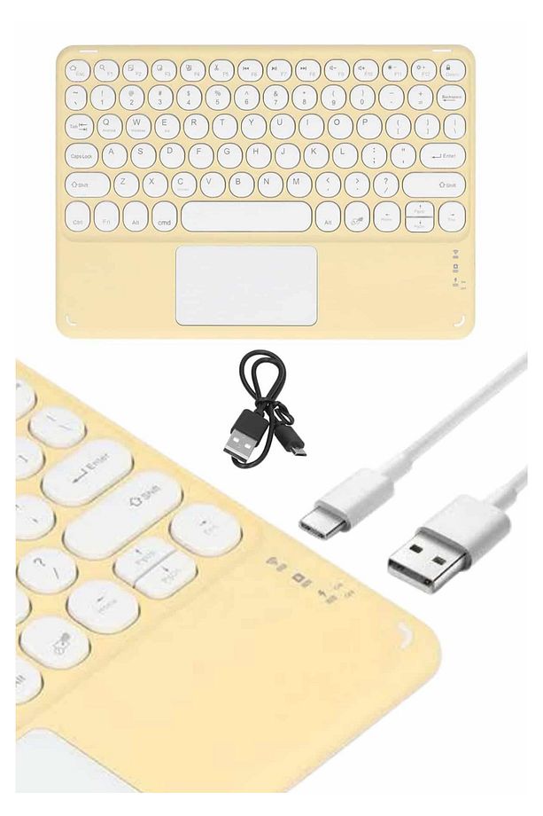 Kablosuz Mini Taşınabilir Touchpad Bluetooth Q Klavye - 2