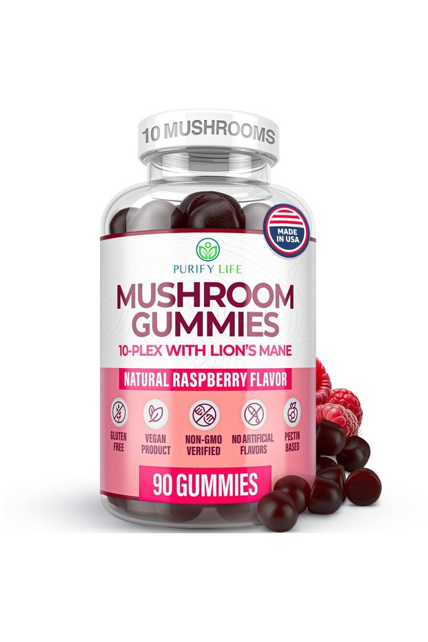 Mushroom Gummies - 10x Complex with Lions Mane, 2500mg, 90 Chews - Brain & Immune Support