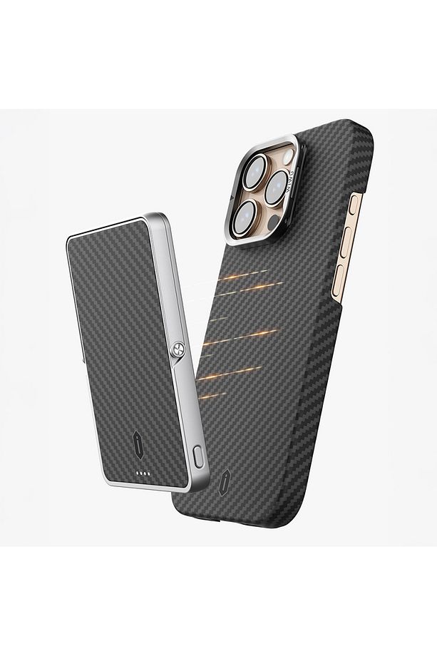 iPhone 16 Pro Max Kılıf Wiwu DCC-206 Magsafe Uyumlu Kamera Standlı Aramid Fiber Kevlar Kapak Siyah - 3