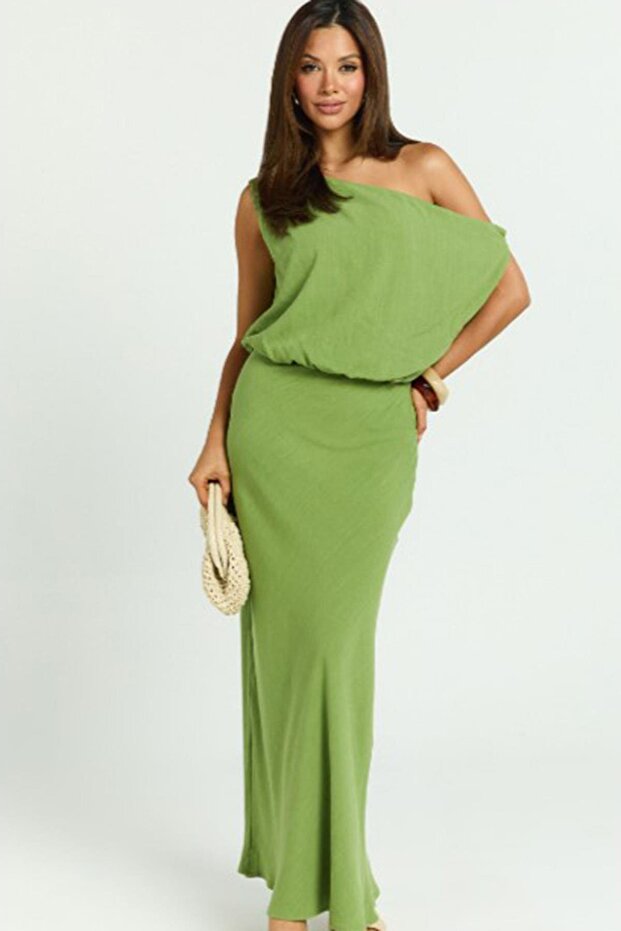 Rochie verde mentă cu umăr Mg2349 - 2