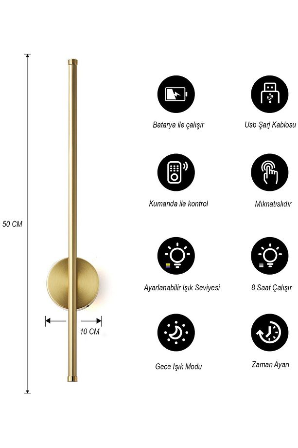 Fenix Şarjlı Pilli Aplik Gold - 2