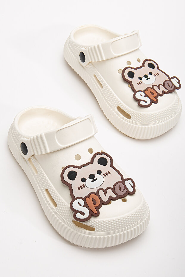 Rahat Tabanlı Yüksek Ölçekli Taşlı Çocuk Terliği Cross - 3