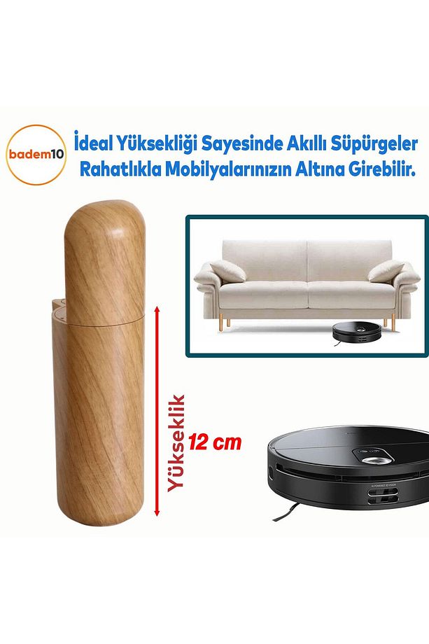 Kapsül Bohem (PREMİUM) Mobilya Kanepe Koltuk Ayağı Baza Ayakları Ahşap Desenli 12 Cm 8 Adet - 3