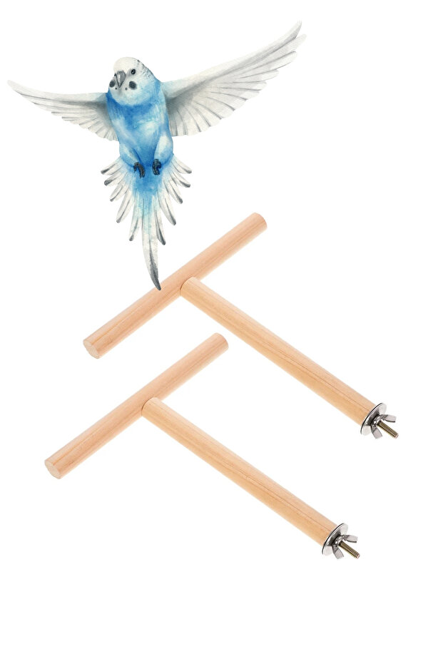2Pcs Natural Wooden Bird Perch - Cage & Outdoor Accessory for Budgie, Parrot