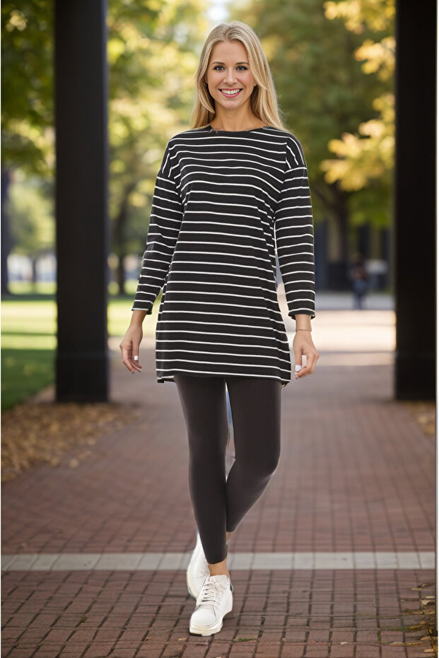 سترة مخططة من القطن الممشط - 1