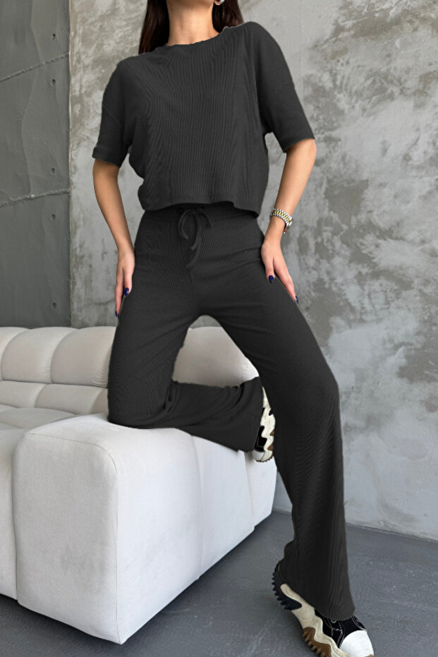 Women's Short Sleeve Comfortable Fit Palazzo Wrap Suit