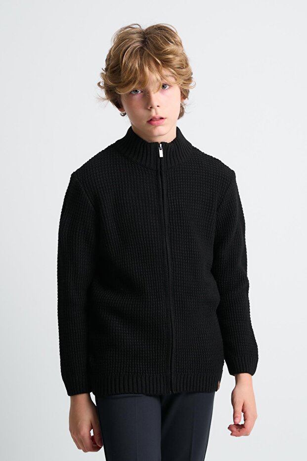 Alexandergardı Half Turtleneck Zippered Children's Cardigan (C23-7104)