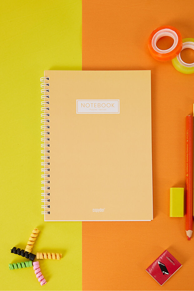 Orange Pastel Color Plain Spiral A5 Unlined 100 Sheets School Notebook