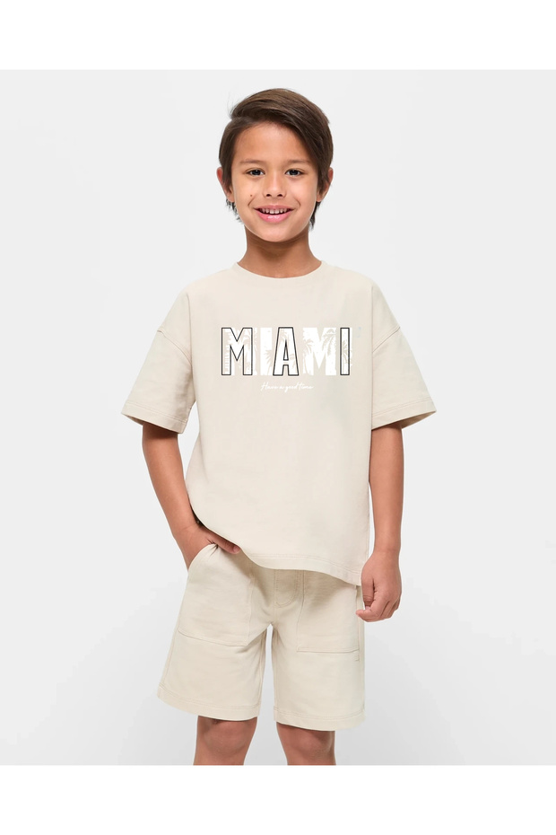 Kid's Miami Printed Cotton T-shirt