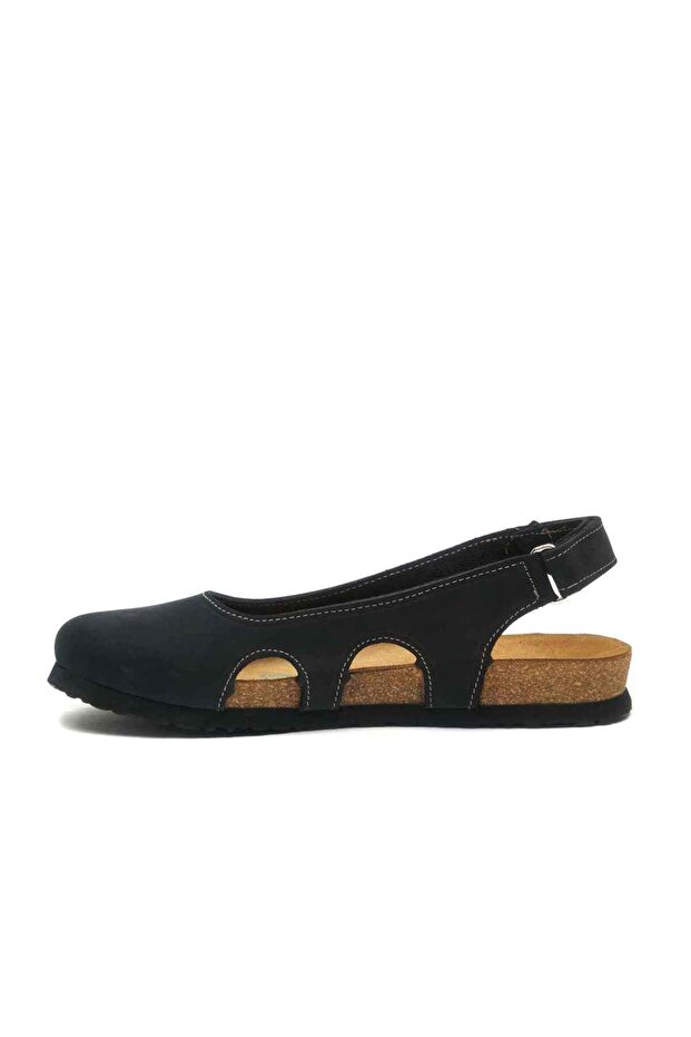/ Belinda - Deri Sandalet ( Siyah Nubuk Deri ) - 3