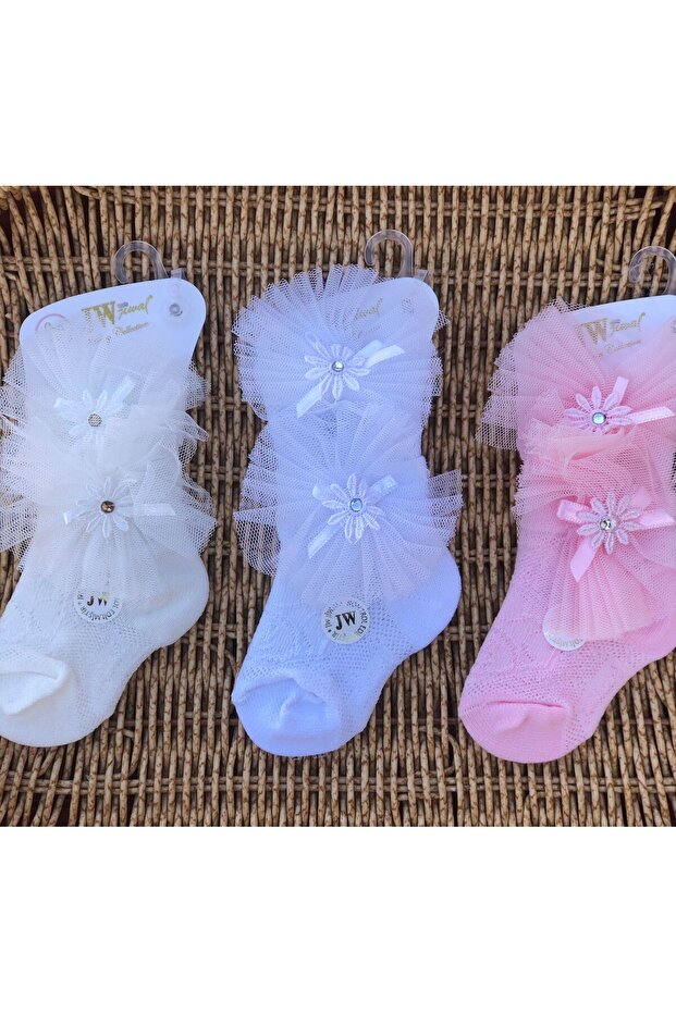 KIZ BEBEK TÜLLÜ 3 ADET ÇORAP - 2