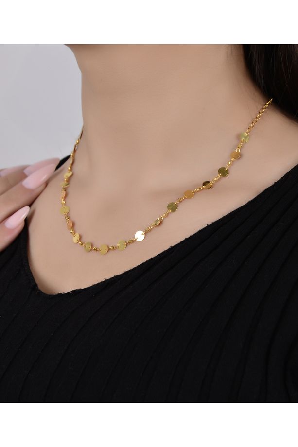 YUVARLAK  SADE PULLU ZARİF ALTIN KOLYE 14 AYAR 45CM 4.60GR 6.1MM - 2
