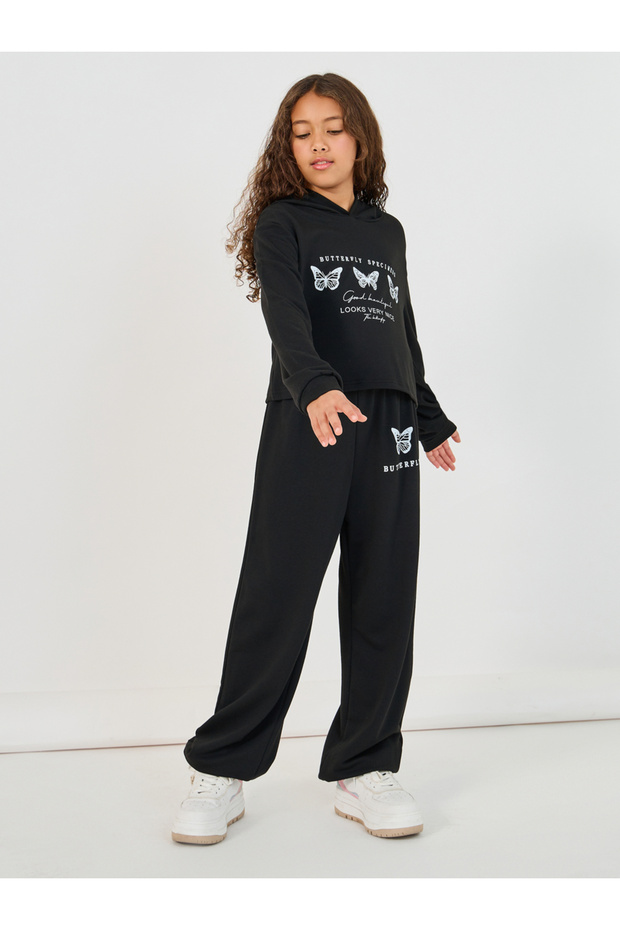 Butterfly Print Hoodie and Joggers Set