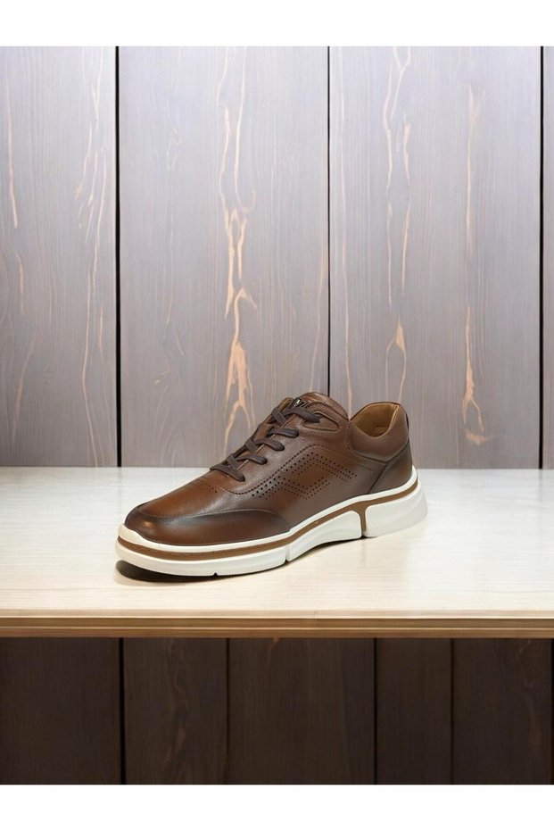 Men's Genuine Leather Rubber Sole Lace-Up Orthopedic Sports Casual Shoes