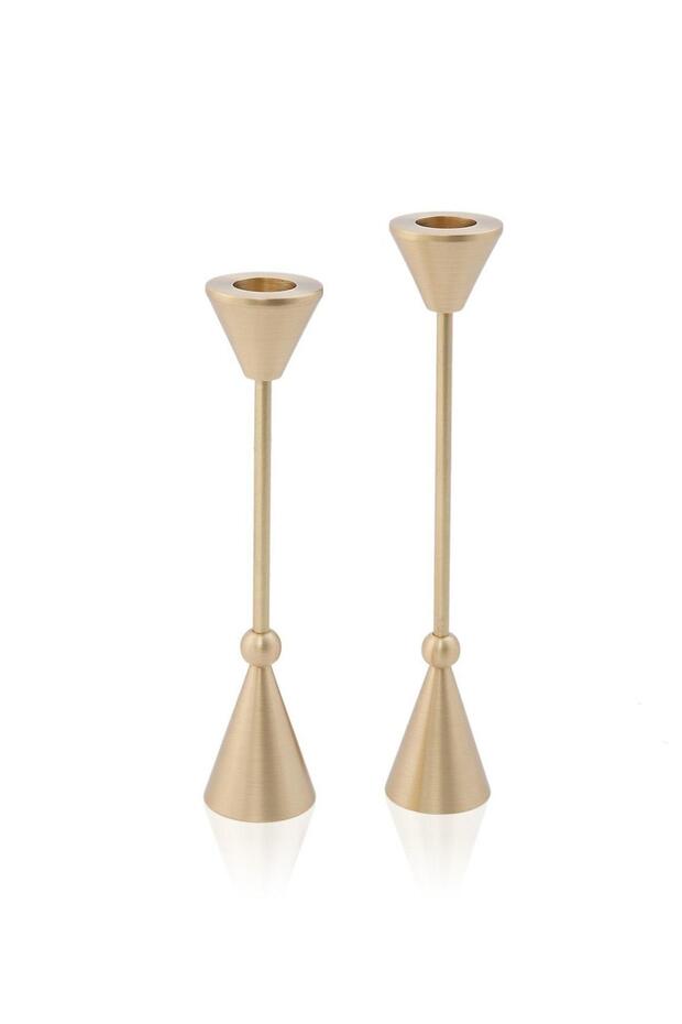 Pirinç El Yapımı Konik Şamdan - 1