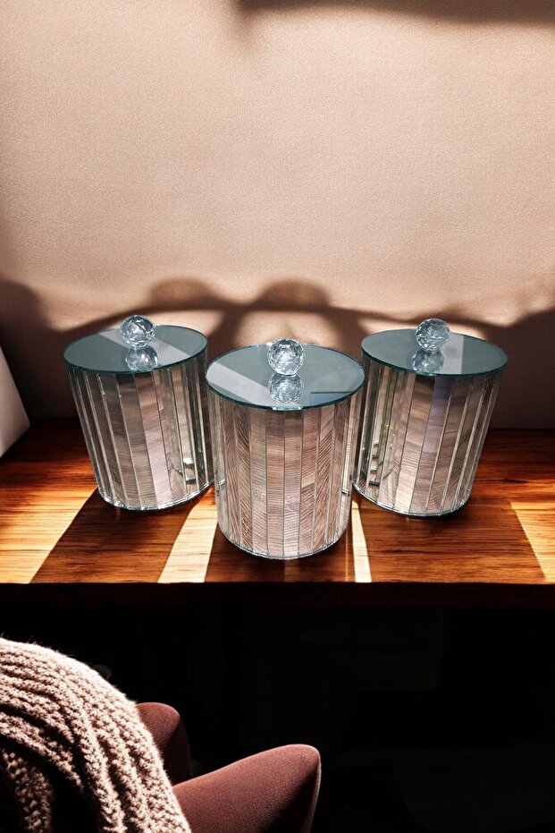 Decorative Multi-Purpose Silver Mirrored Storage Box-Container - 5