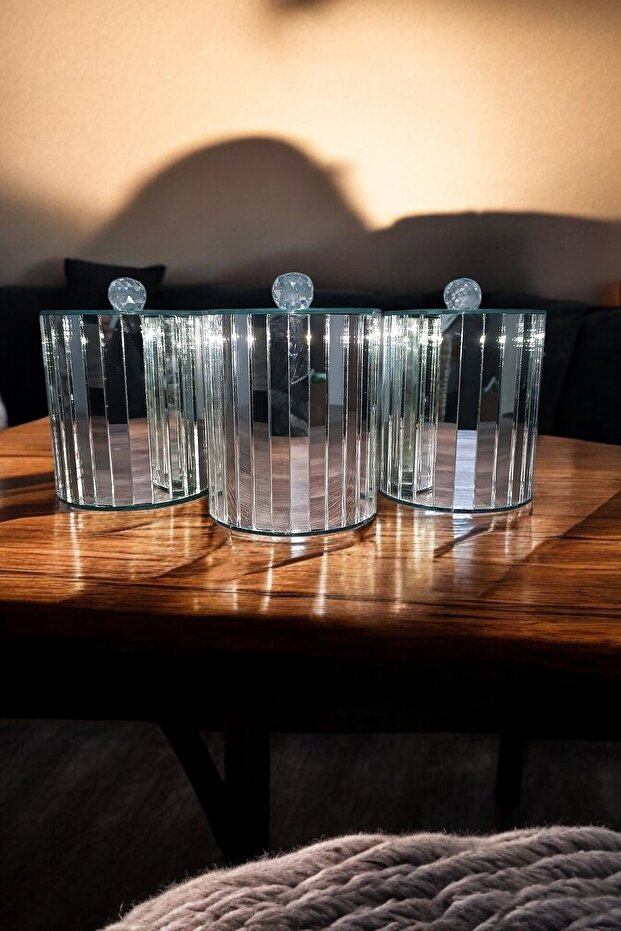 Decorative Multi-Purpose Silver Mirrored Storage Box-Container - 6