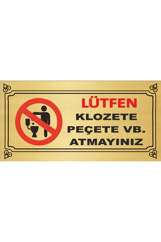 Metal Do Not Throw Napkin on the Toilet Bowl Etc-Warning Sign Metal Sheet 20X10 Cm. With Double Sided Tape on the Back