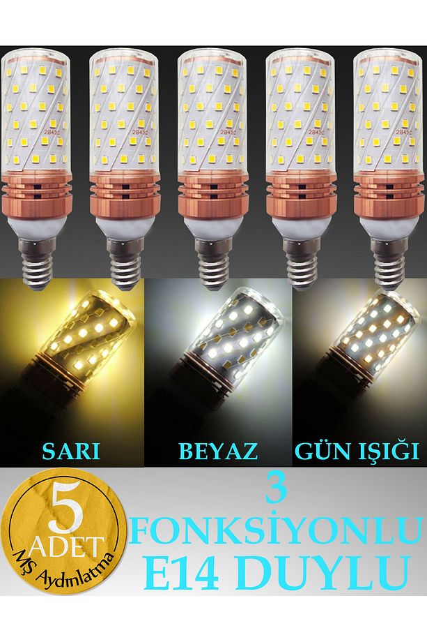 E14 DUYLU 3 FONKSİYONLU MISIR LED AMPUL 5 ADET - 1