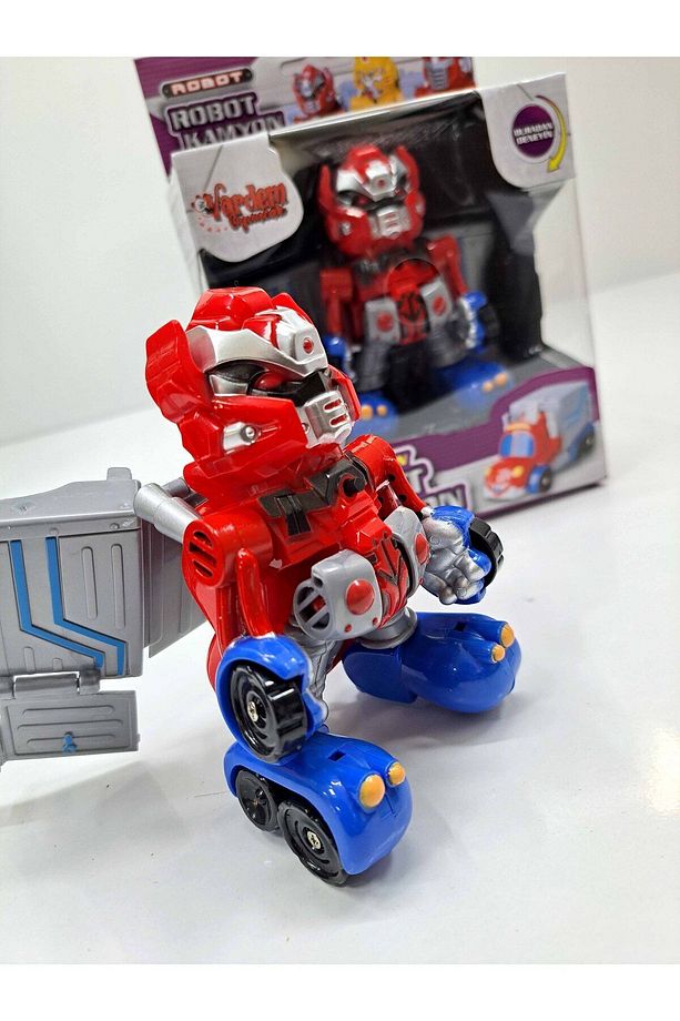 IŞIKLI ve SESLİ Kamyona Dönüşen Robot kamyon ARABA robot transform 10,5X6cm bas robota dönüşsün - 3