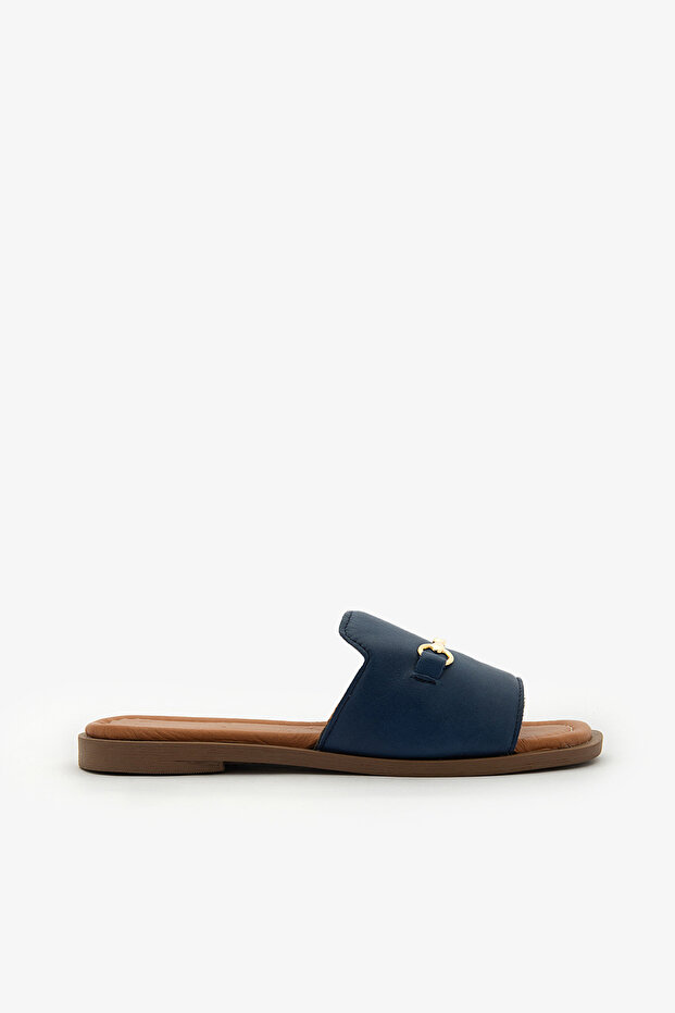 Women's Genuine Leather Buckle Daily Slippers