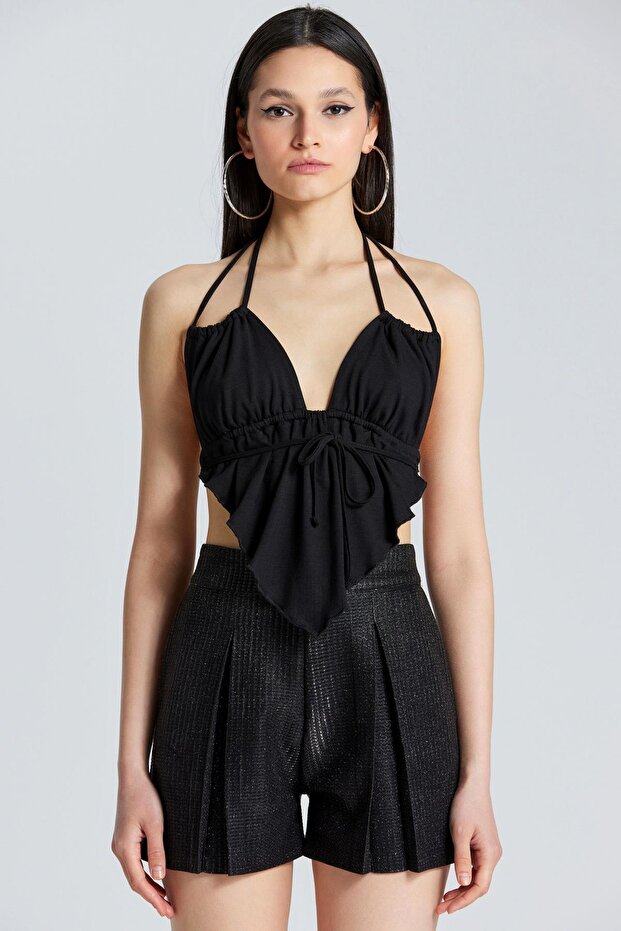 2568 Tie Black Blouse