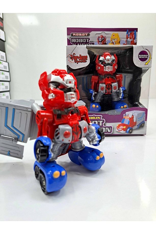 IŞIKLI ve SESLİ Kamyona Dönüşen Robot kamyon ARABA robot transform 10,5X6cm bas robota dönüşsün - 5