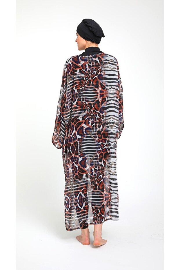 Patterned Chiffon Poncho 3785 - 5